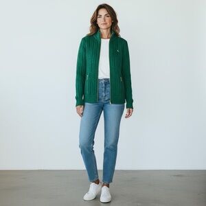 Ralph Lauren | cable knit mock neck full zip cardigan XS